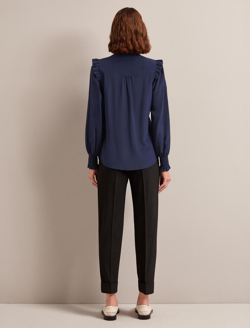 Stella Silk Shirt - Navy