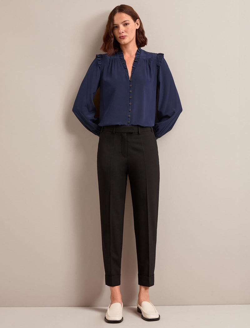 Stella Silk Shirt - Navy