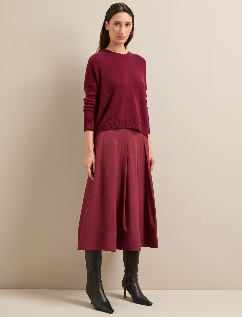 Sophia Techni Voile Maxi Skirt - Burgundy