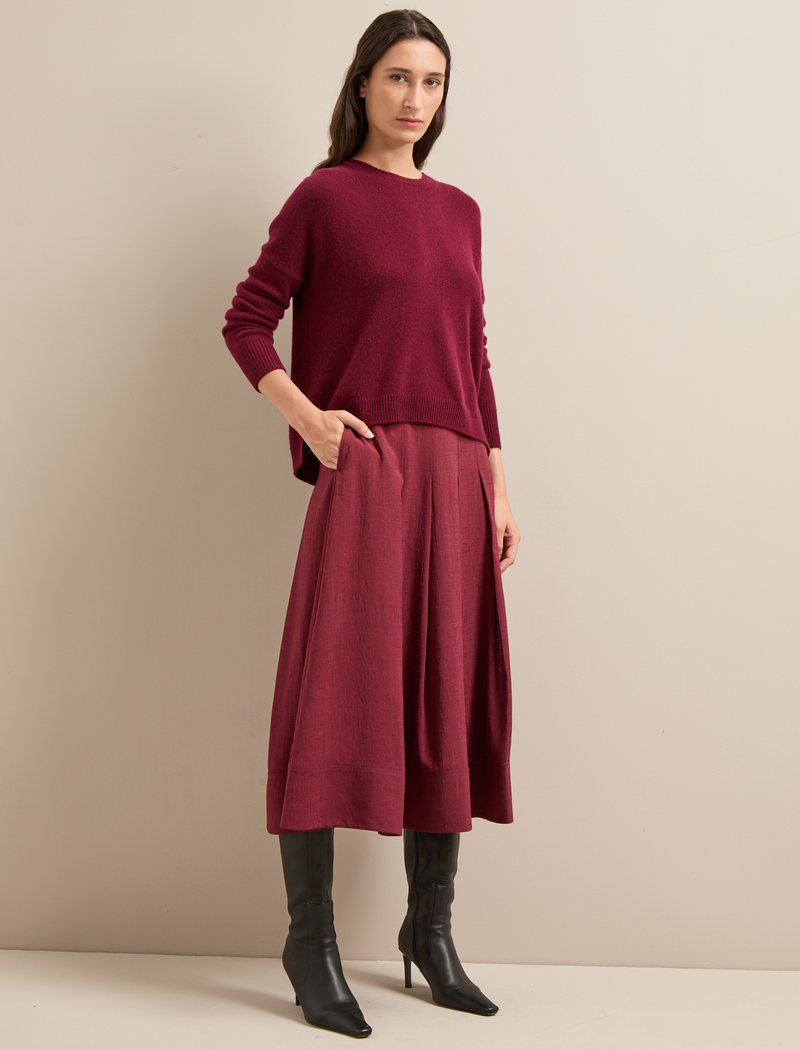 Sophia Techni Voile Maxi Skirt - Burgundy