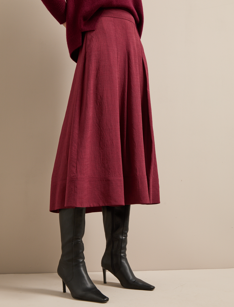 Sophia Techni Voile Maxi Skirt - Burgundy