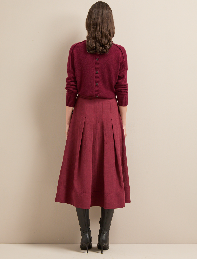 Sophia Techni Voile Maxi Skirt - Burgundy