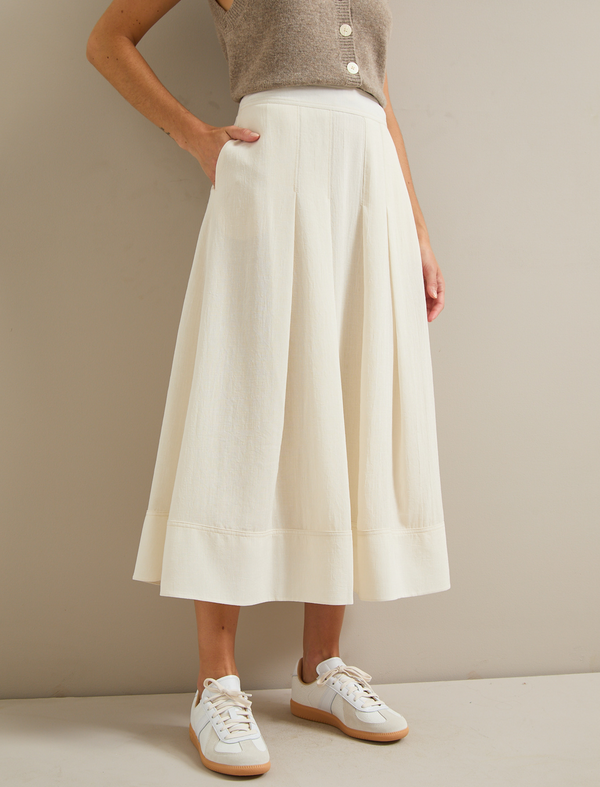 Sophia Techni Voile Pleated Maxi Skirt - Cream