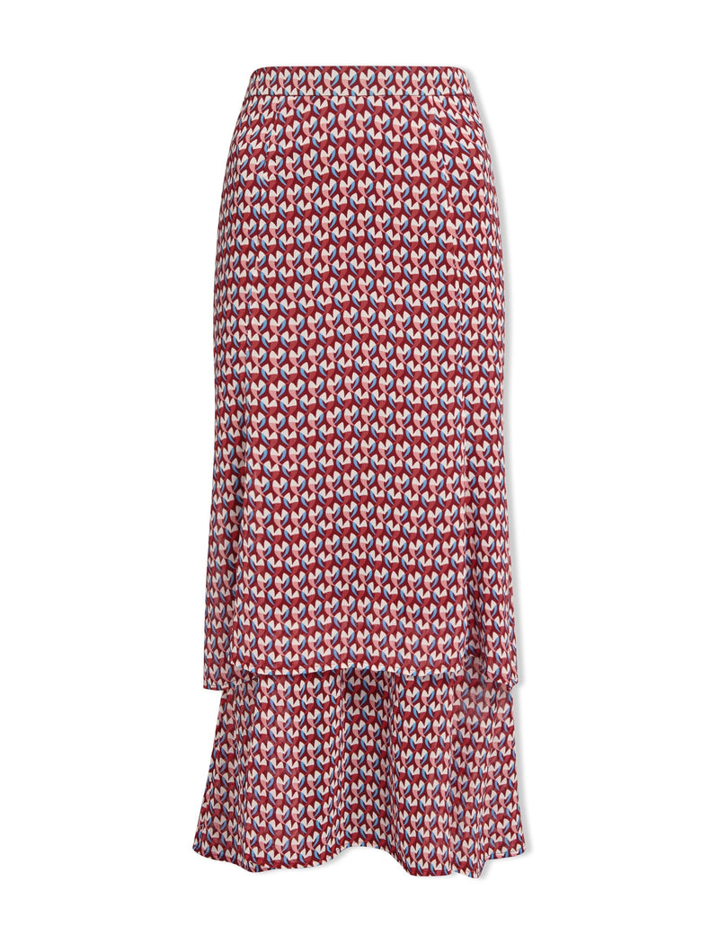 Lotta Maxi Skirt - Burgundy Heart Geo Print