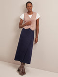 Layla Boucle Tweed Maxi Skirt - Navy