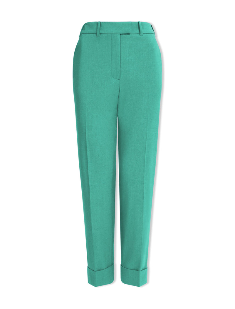 Clement New Wool Easy Waist Turn Up Trouser - Mint Green
