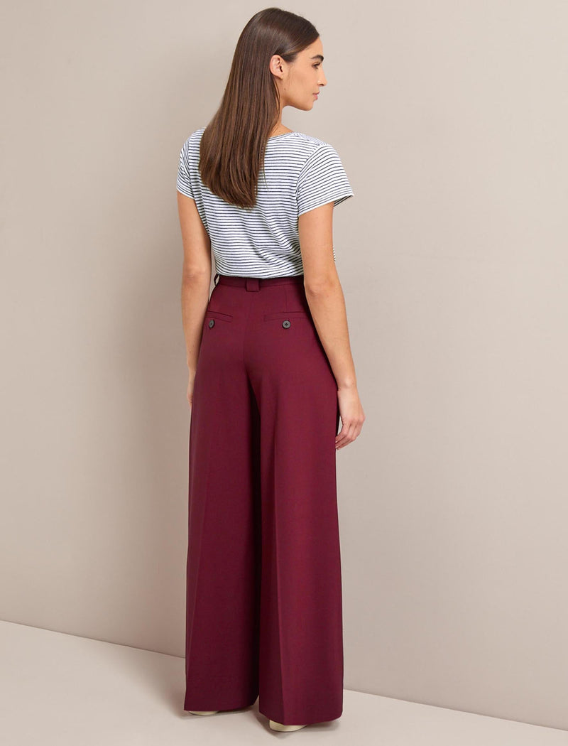 Margot New Wool Wide Leg Trouser - Burgundy