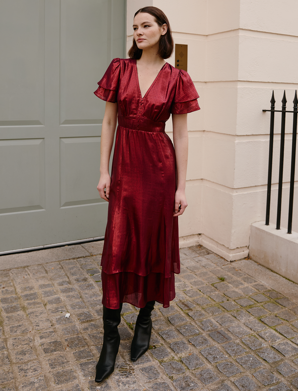 Lotta Silk Blend Maxi Dress - Burgundy