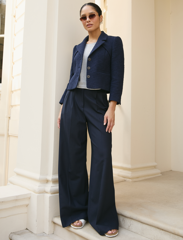Ronan Organic Cotton Bouclé Jacket - Navy