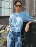 Amalie Linen Blend Jumper - Sky Blue