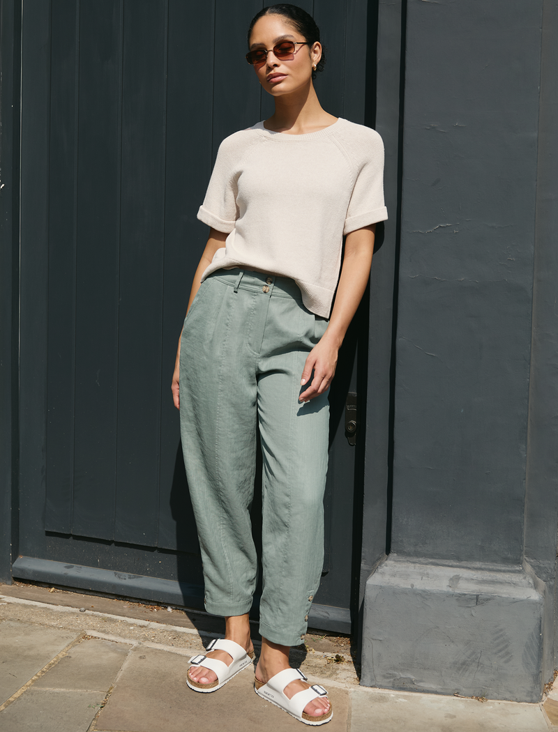 Tyson Techni Linen Tapered Trouser - Sage Green