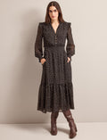 Saskia Maxi Dress - Black Cream Polka Dot Print