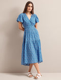 Orla Cotton Maxi Dress - Blue Circle Carnation Print