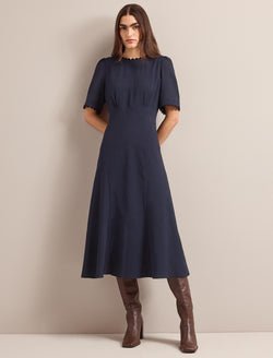 Lucy Techni Voile Midi Dress - Navy