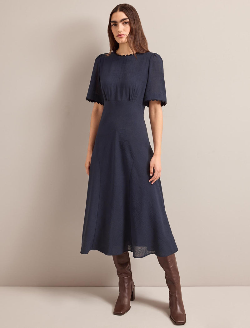 Lucy Techni Voile Midi Dress - Navy