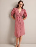 Julietta Silk Short Dress - Blush Burgundy Lips Print