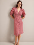 Julietta Silk Short Dress - Blush Burgundy Lips Print