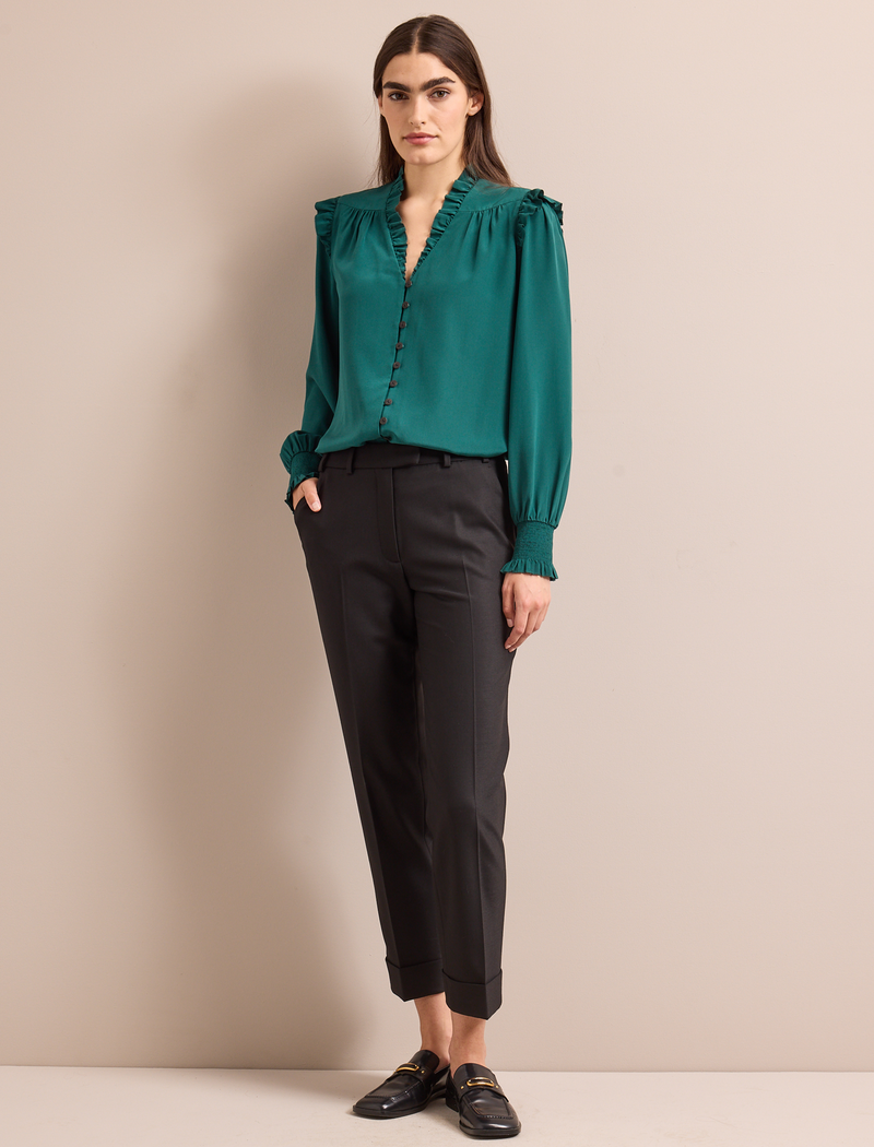 Stella Silk Shirt - Dark Green