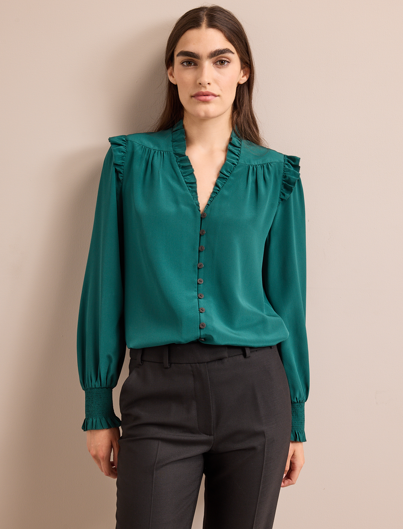 Stella Silk Shirt - Dark Green