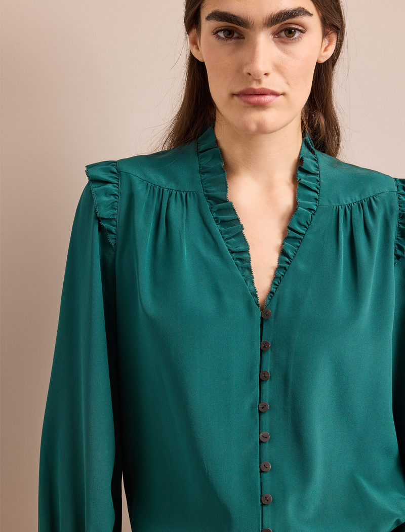 Stella Silk Shirt - Dark Green