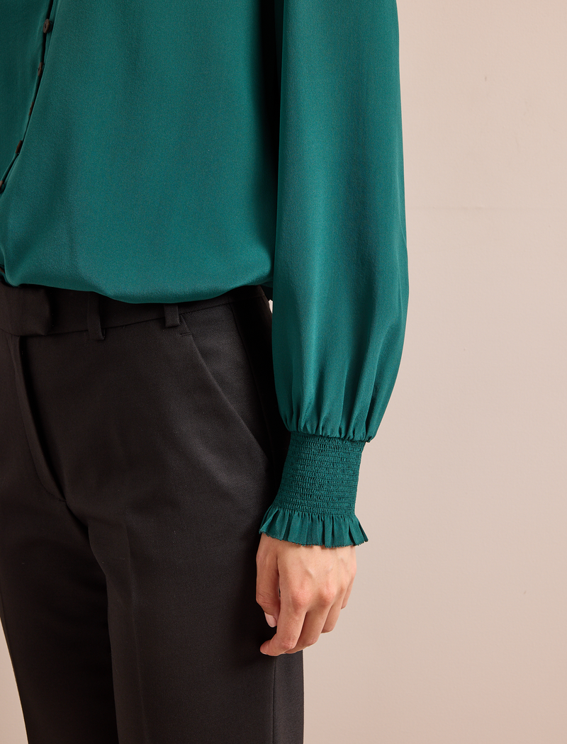 Stella Silk Shirt - Dark Green