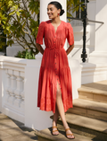 Nicole Organic Cotton Maxi Dress - Coral