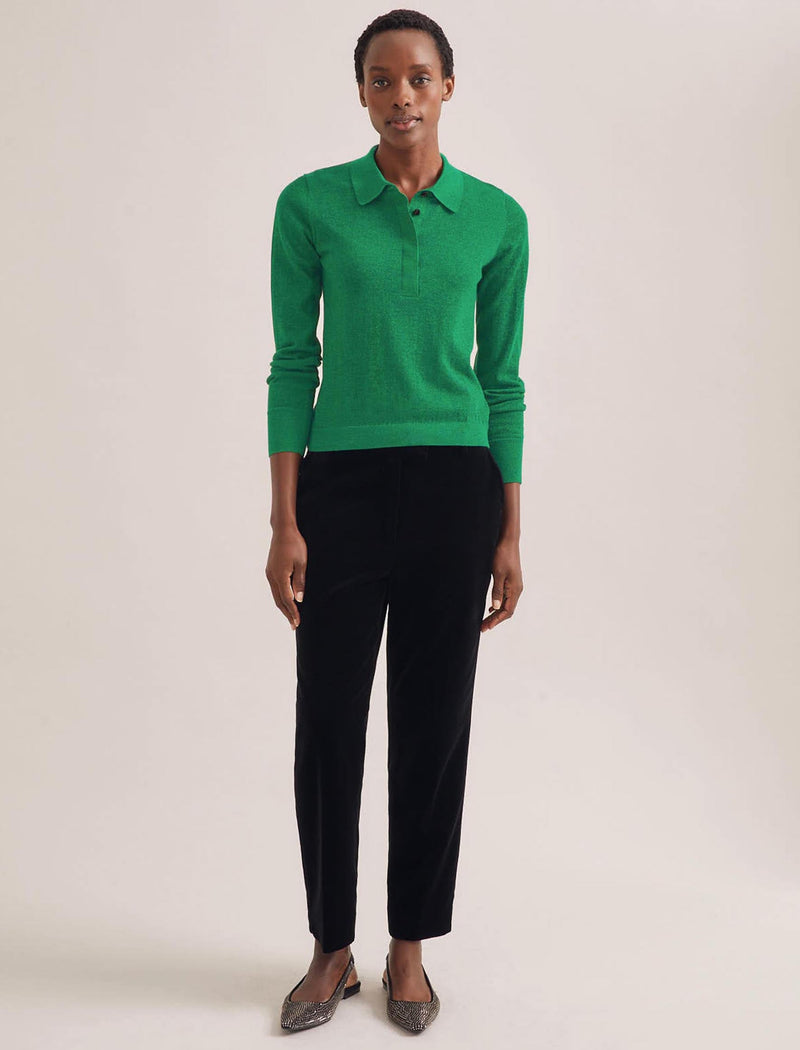 Josie Lurex Collared Jumper - Emerald Green