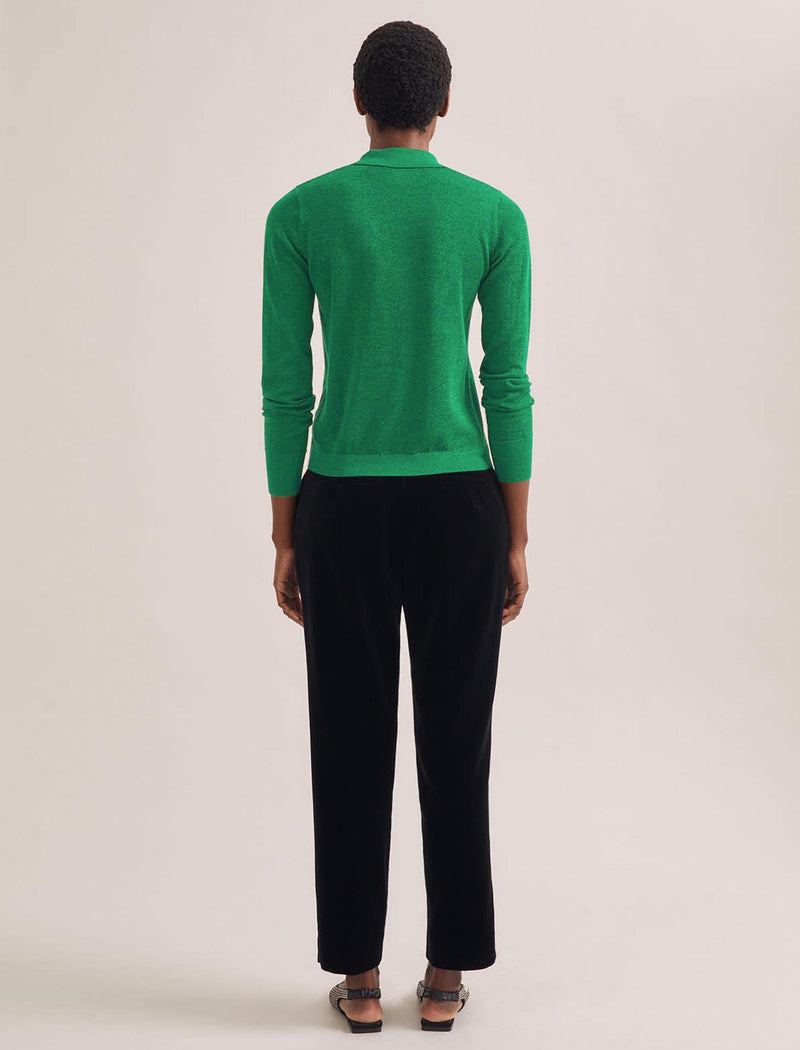 Josie Lurex Collared Jumper - Emerald Green