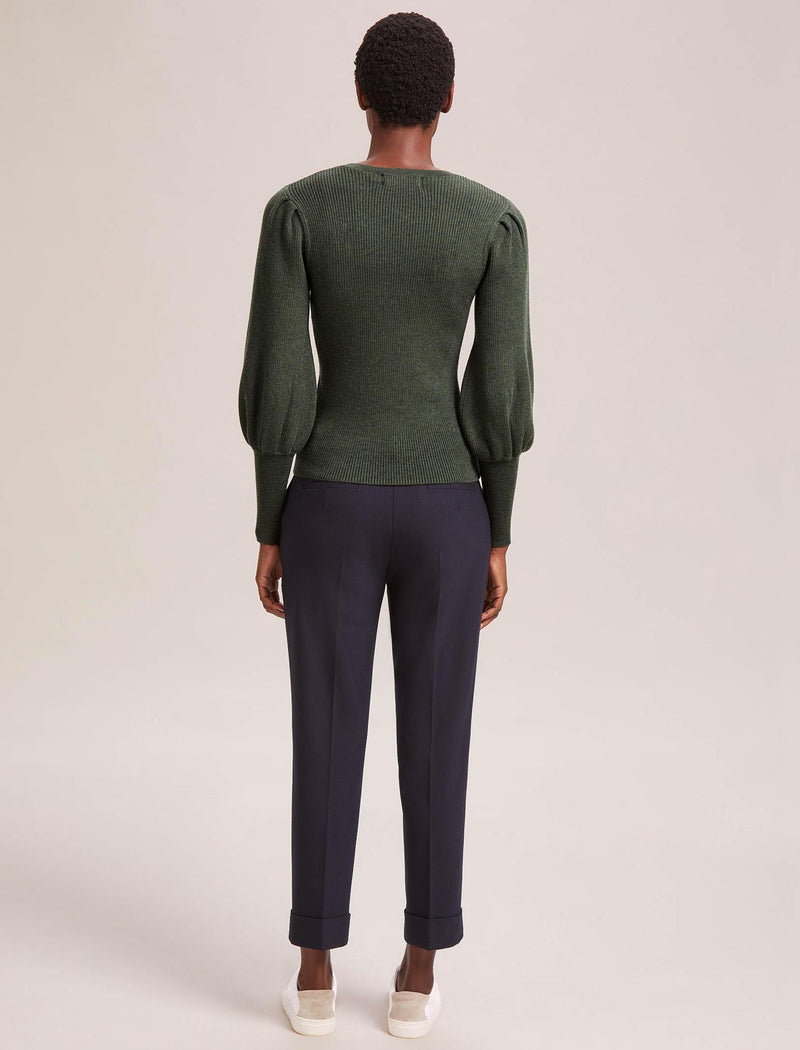 Eva Wool Crew Neck Jumper - Khaki