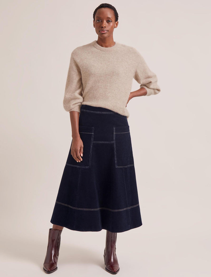 Simone Corduroy Maxi Skirt - Navy