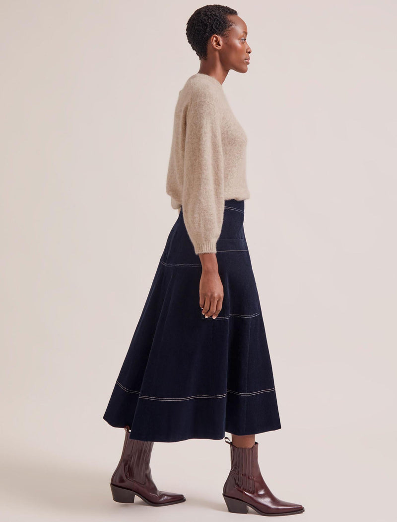 Simone Corduroy Maxi Skirt - Navy