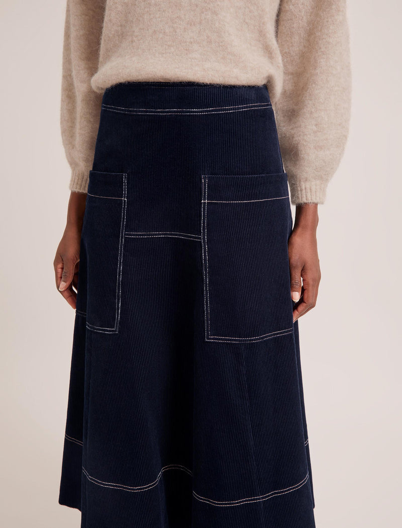 Simone Corduroy Maxi Skirt - Navy