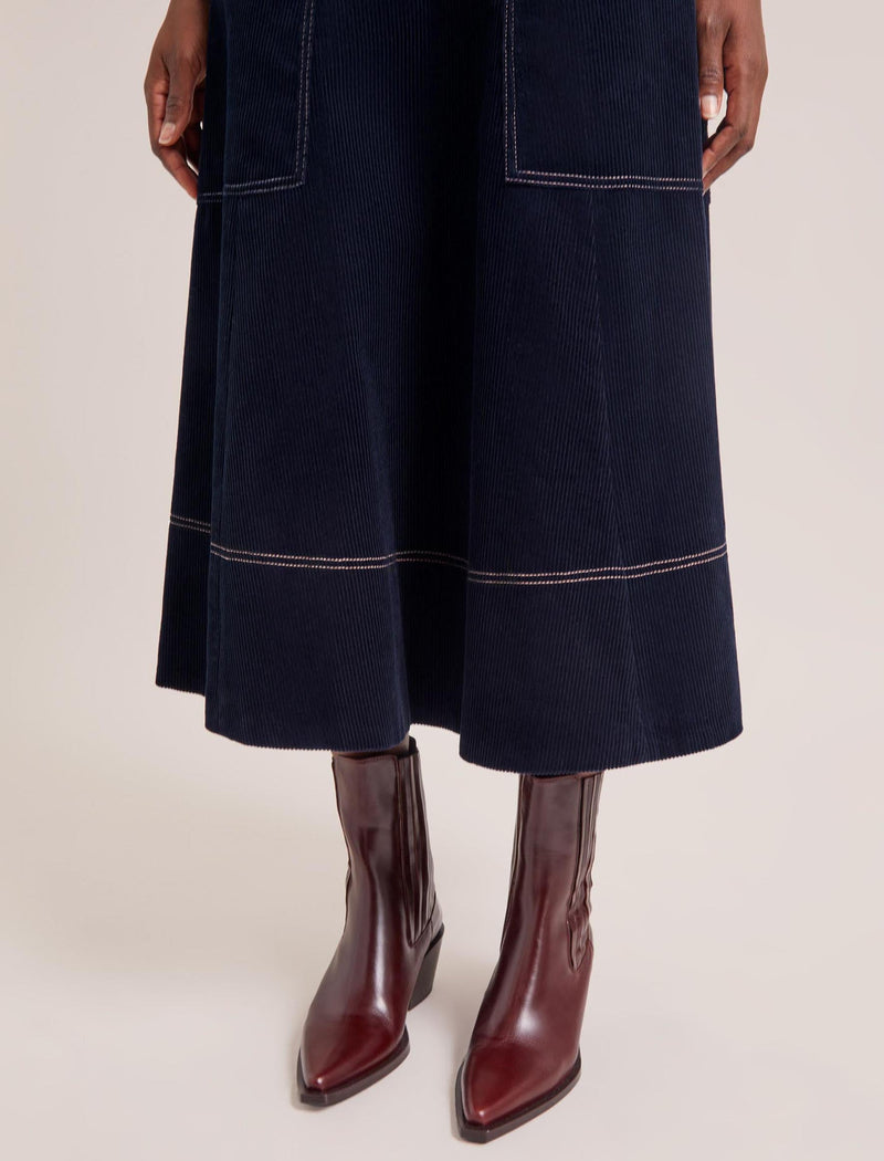 Simone Corduroy Maxi Skirt - Navy