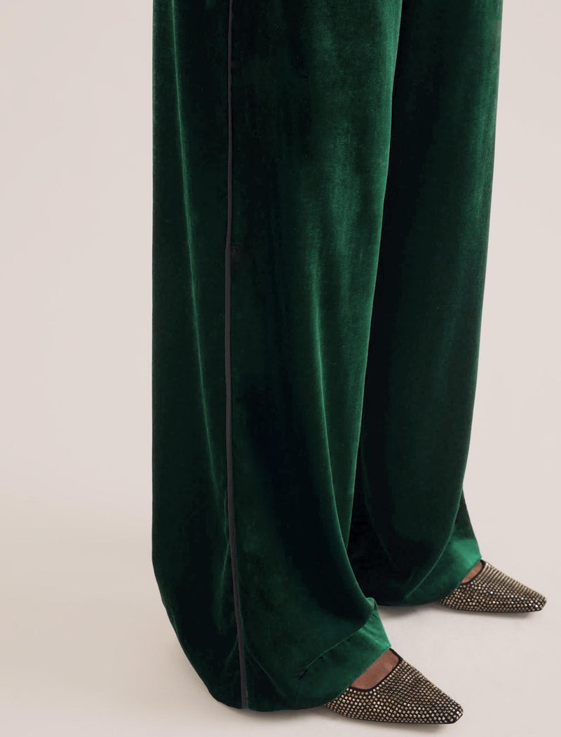 Toni Velvet Wide Leg Trouser - Green