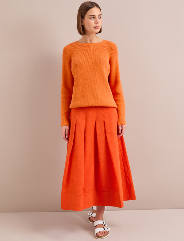 Sophia Techni Voile Pleated Maxi Skirt - Burnt Orange