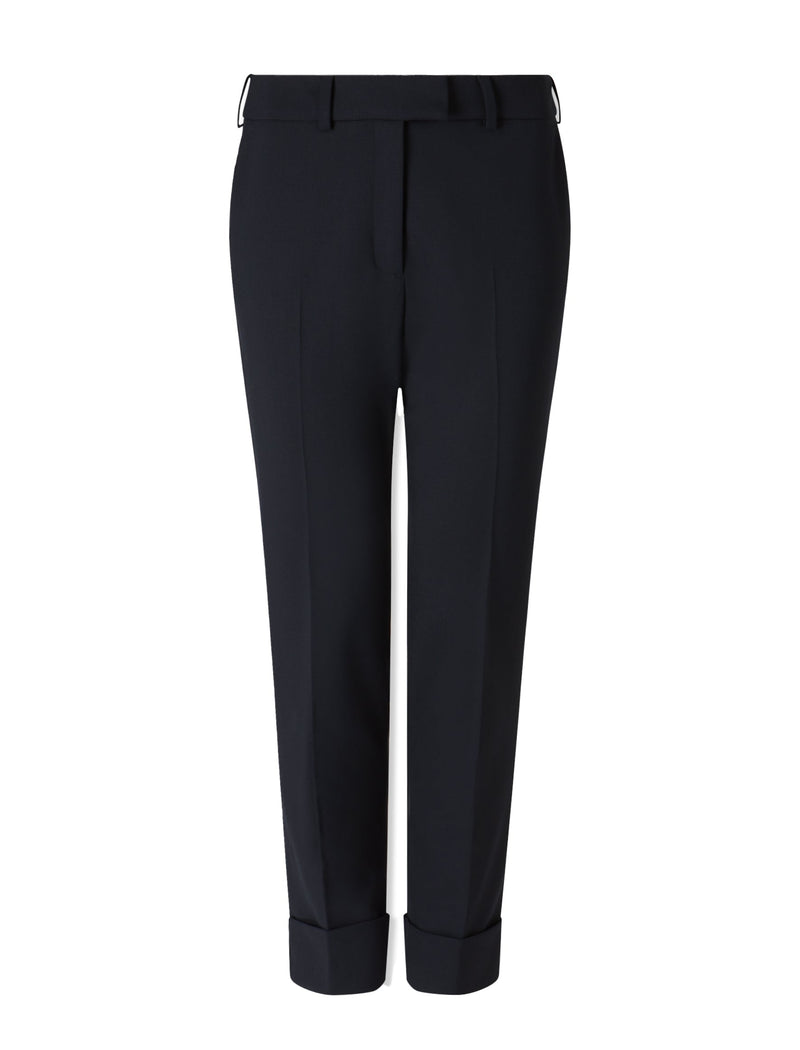 Clement Classic Wool Easy Waist Turn Up Trouser - Navy