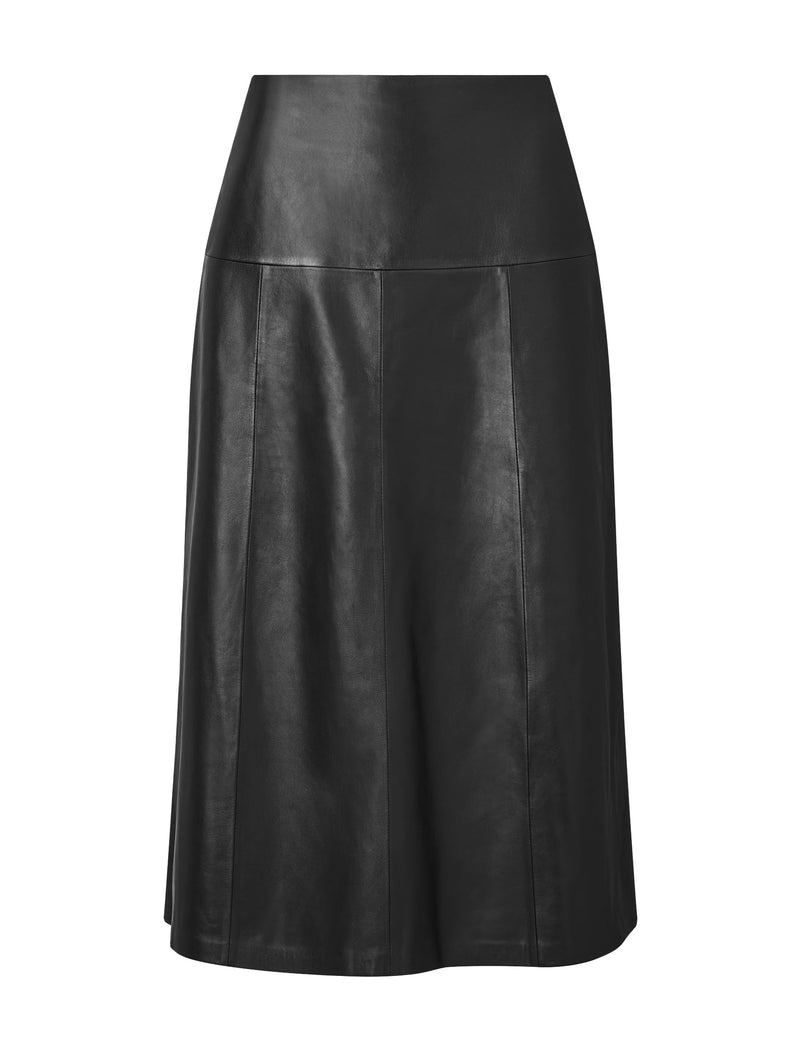 Tiana Leather Midi Skirt - Black