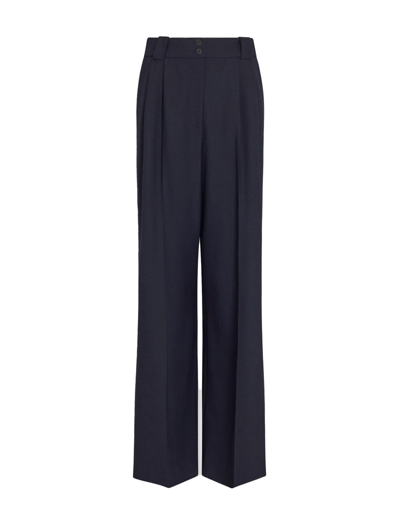 Margot New Wool Wide Leg Trouser - Navy
