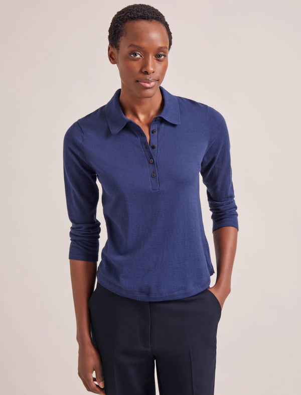 Morgan Cotton Silk Blend T-Shirt - Navy