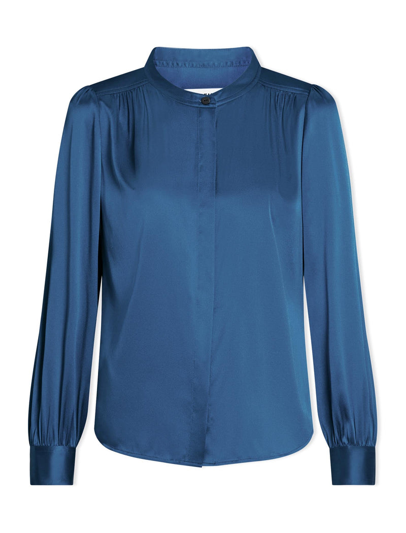 Bailey Silk Satin Shirt - Blue