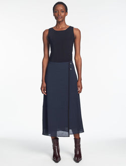 Sonia Techni Voile Maxi Skirt - Navy