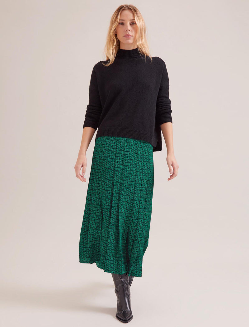 Sienna Maxi Skirt - Green Black Trellis Print