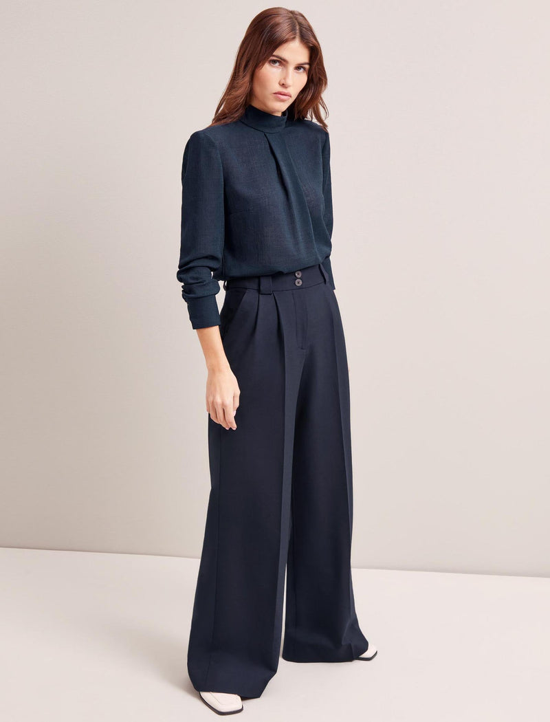 Margot New Wool Wide Leg Trouser - Navy