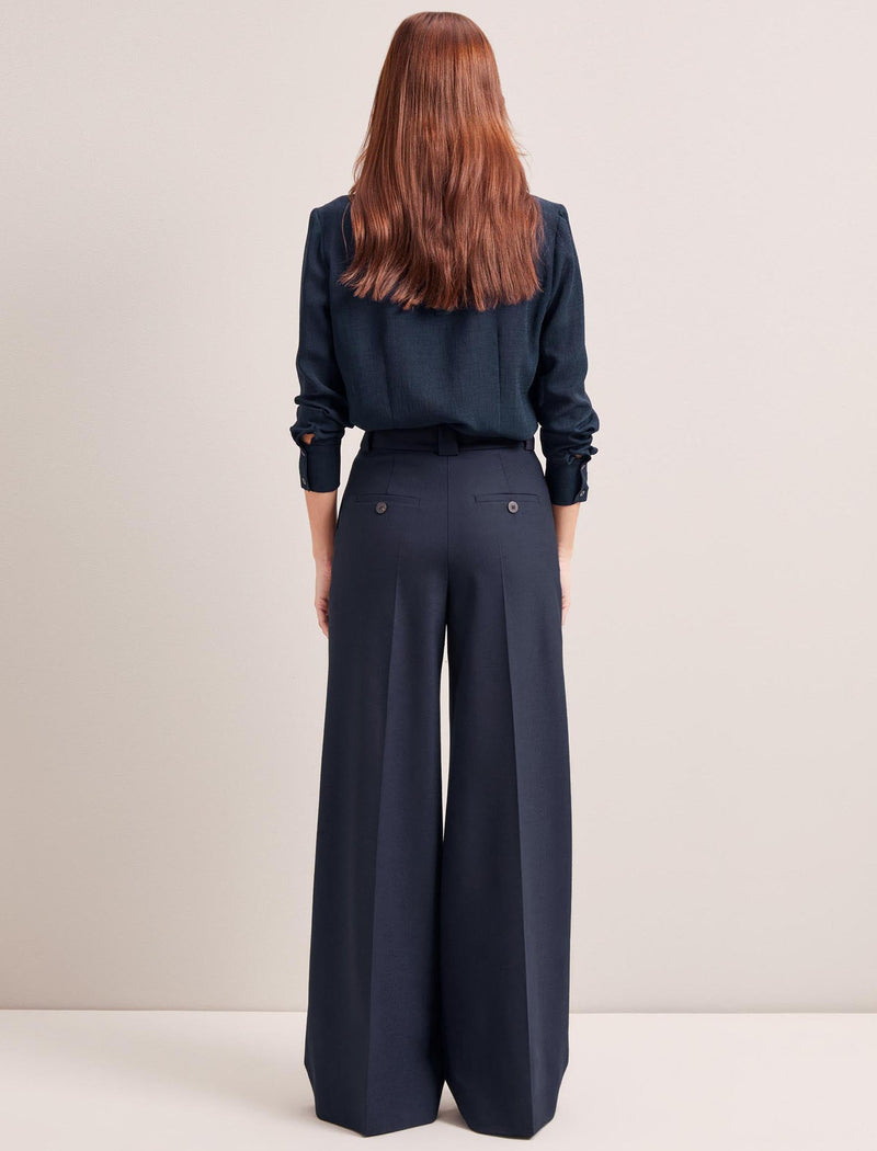 Margot New Wool Wide Leg Trouser - Navy