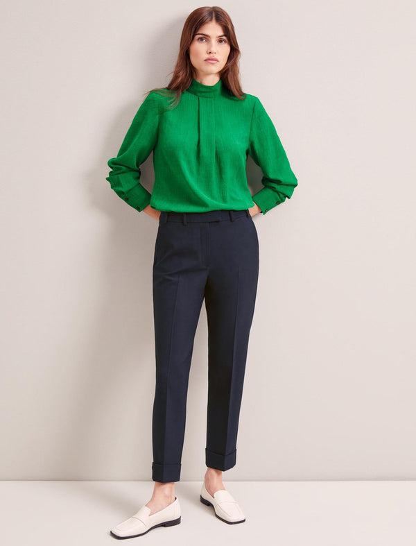 Clement New Wool Easy Waist Turn Up Trouser - Navy
