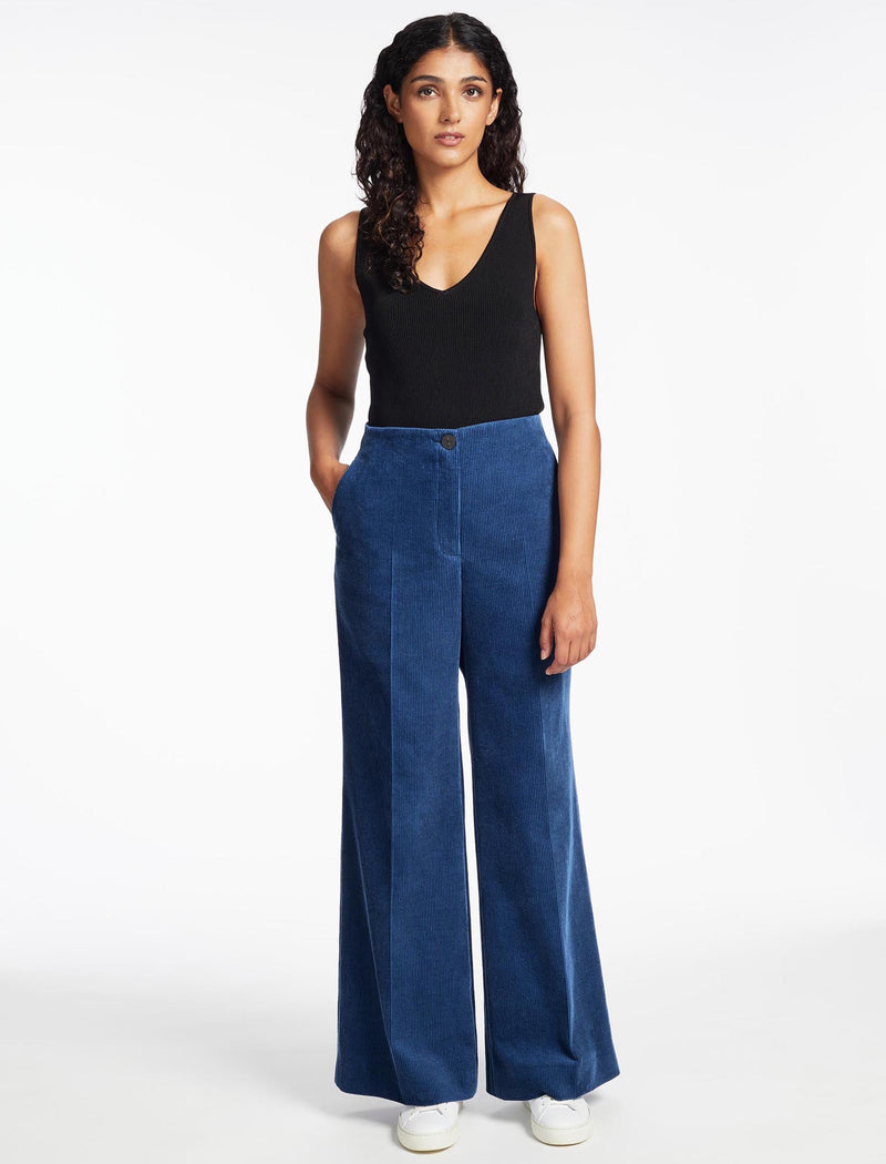 Harlow Corduroy Wide Leg Trouser - Blue