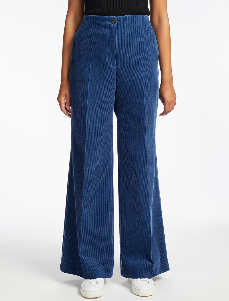 Harlow Corduroy Wide Leg Trouser - Blue