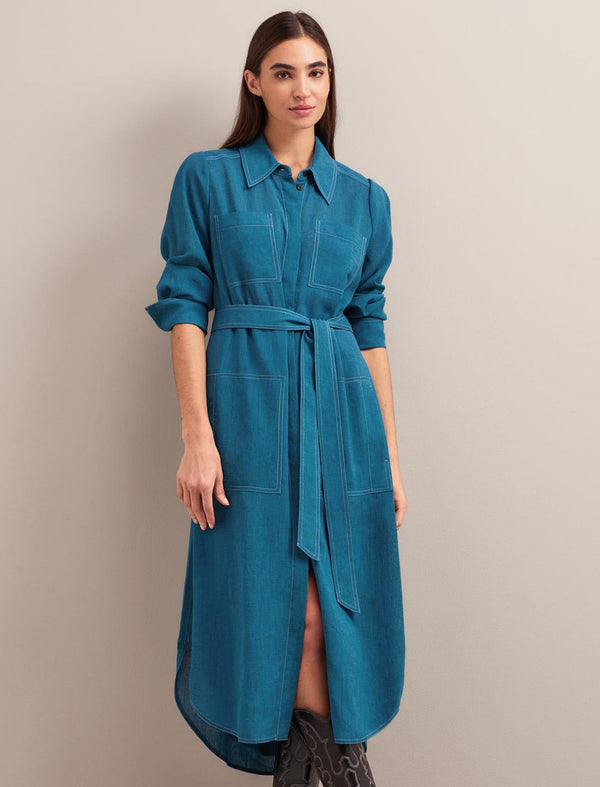 Amara Techni Voile Midi Dress - Azure Blue