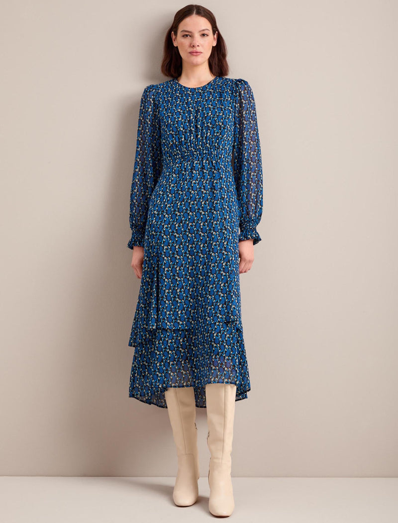 Willow Maxi Dress - Blue Shell Geo Print