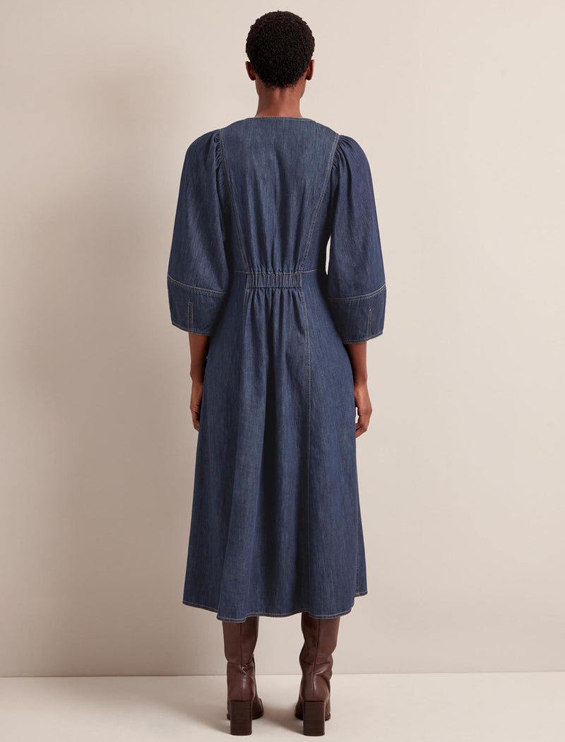 Jude Denim Maxi Dress - Dark Blue